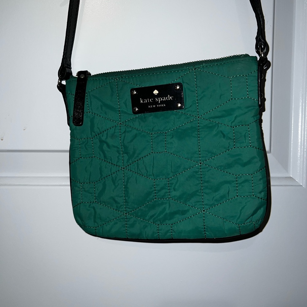 kate spade Quilted Crossbody Bag in Green with Black Strap